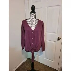 Zenana Outfitters Plum Button-Up Cardigan